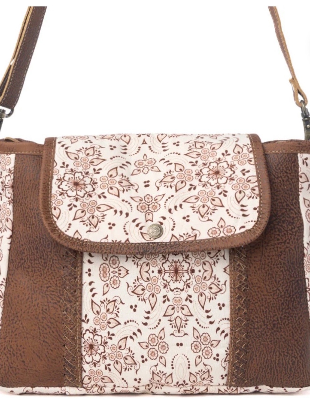 Myra Bag Brown and Cream Floral Shoulder Bag